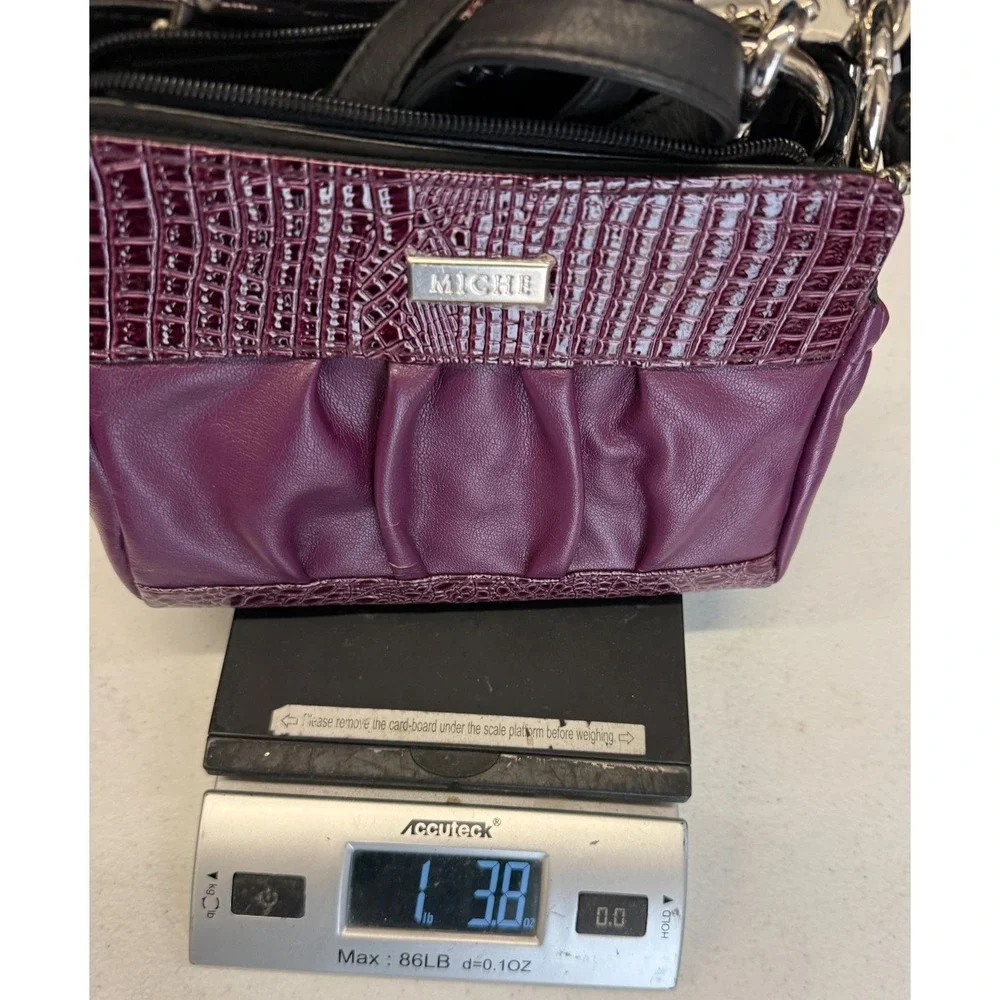 Miche Petite  Interchangeable Purse‎ Handles & Straps Lot Crossbody Croc Purple